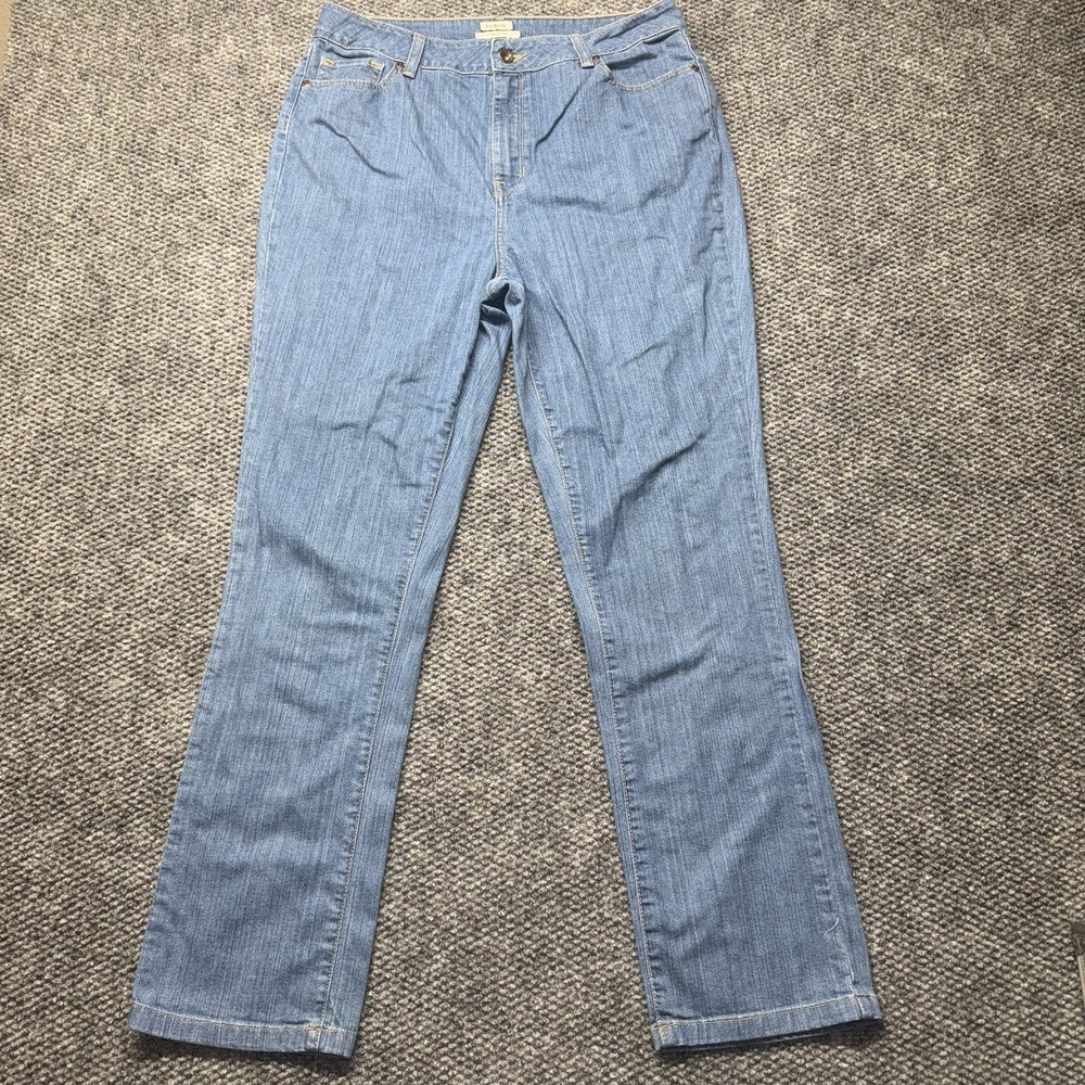 LL Bean Jeans Womens 14 Regular Blue Denim Stretch Classic Fit Straight Leg